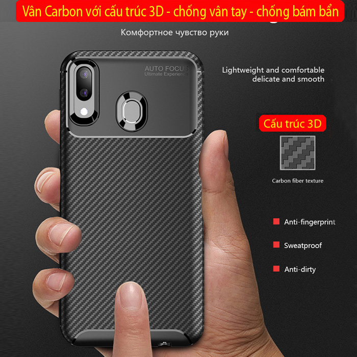 Ốp lưng Galaxy M20 LT Carbon Fiber chống vân tay - siêu mỏng 1