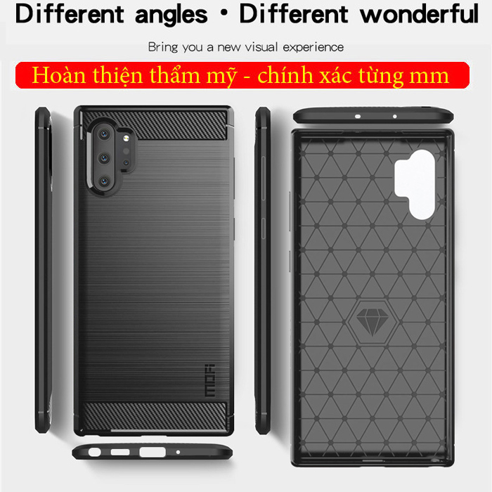 Ốp lưng Note 10 Plus Mofi Shen Du Carbon Fiber nhựa mềm - chống vân tay 5