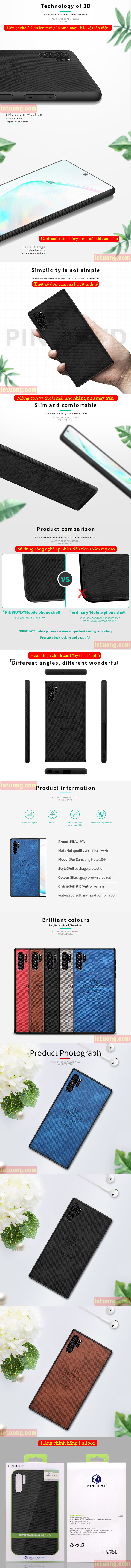 Ốp lưng Galaxy Note 10 Plus Pinwuyo Honorable Series sang trọng 2