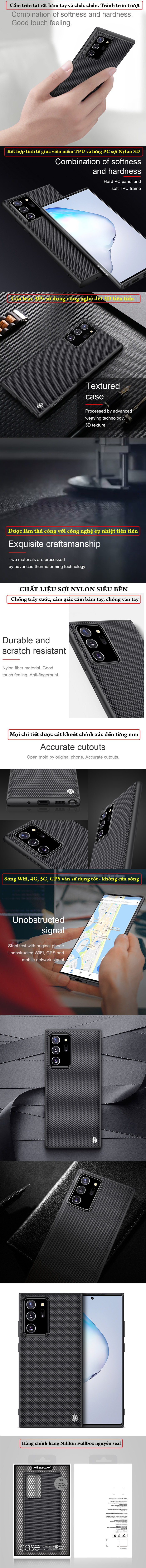 Ốp lưng Note 20 Ultra / 5G  Nillkin Texture 3D Case sợi Nylon siêu mỏng 5