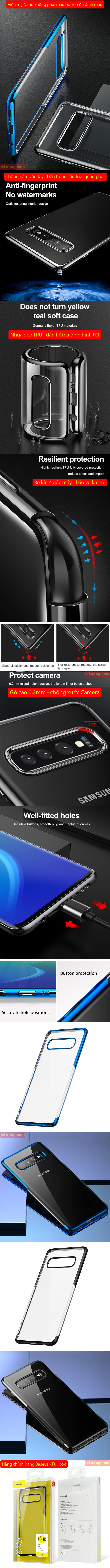 Ốp lưng Galaxy S10 Baseus Plating Case viền mạ Crom sáng bóng 4