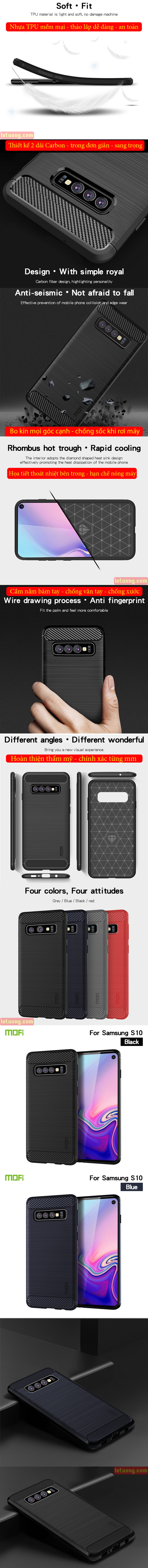 Ốp lưng Galaxy S10 Mofi Shen Du Carbon nhựa mềm - chống vân tay 8