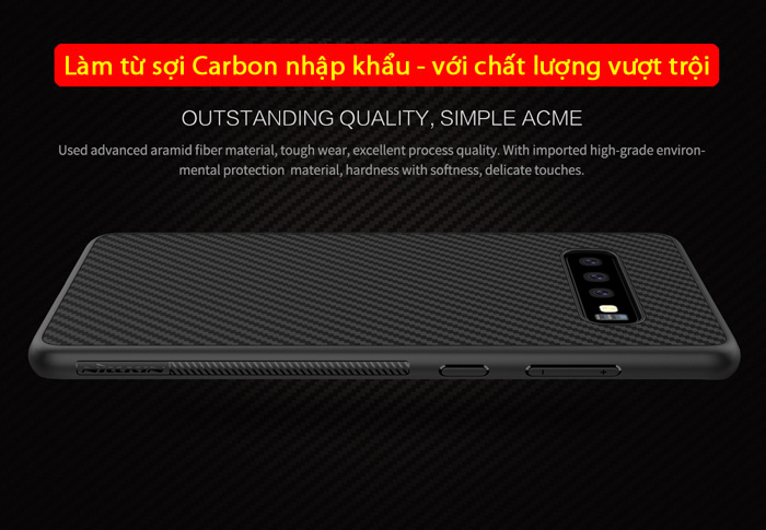 Ốp lưng Galaxy S10 Nillkin Fiber sợi Carbon siêu bền, chống vân tay 2