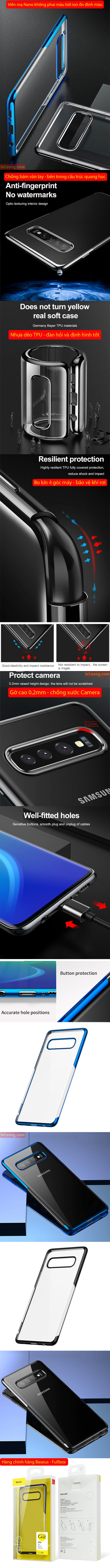 Ốp lưng Galaxy S10 Plus Baseus Plating Case viền mạ Crom sáng bóng 4