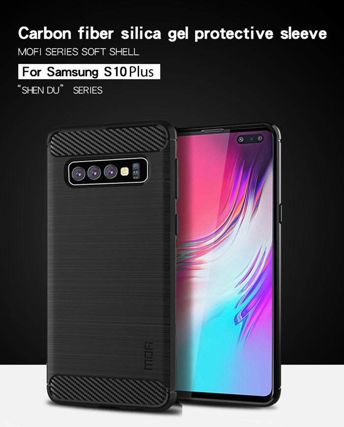 Ốp lưng Galaxy S10 Plus Mofi Shen Du Carbon nhựa mềm - chống vân tay 5