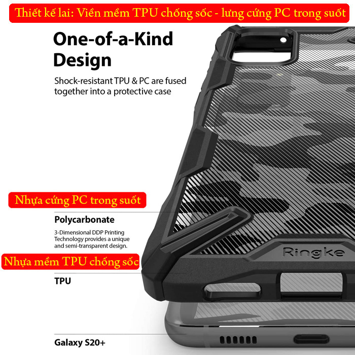 Ốp lưng Galaxy S20 Plus Ringke Fusion X Camo chống sốc - họa tiết quân đội ( từ USA ) 1