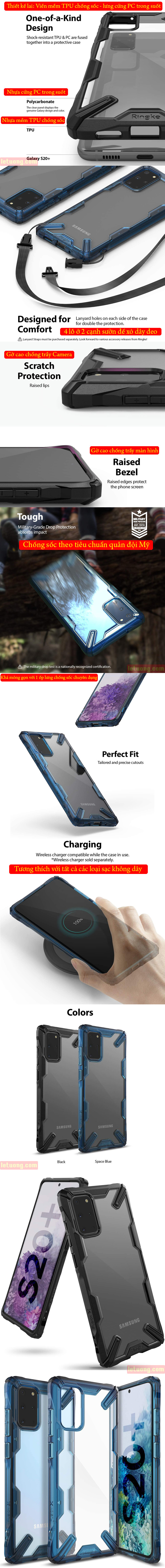 Ốp lưng Galaxy s20 Plus Ringke Fusion X chống sốc trong suốt từ USA 4