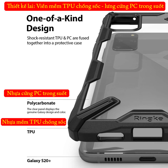 Ốp lưng Galaxy s20 Plus Ringke Fusion X chống sốc trong suốt từ USA 1
