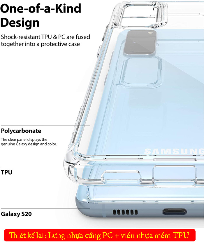 Ốp lưng Galaxy S20 Ringke Fusion trong suốt + viền mềm ( USA ) 4