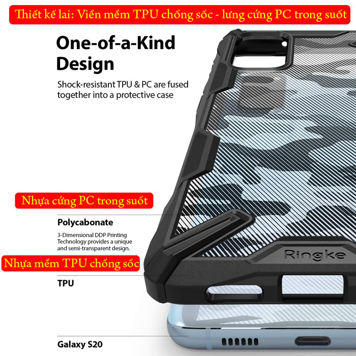 Ốp lưng Galaxy S20 Ringke Fusion X Camo chống sốc - họa tiết quân đội ( từ USA ) 1