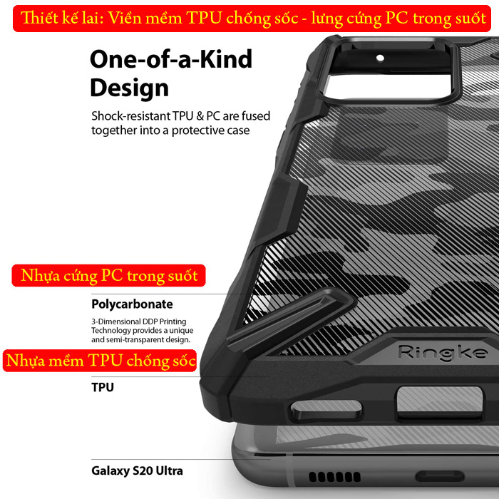 Ốp lưng Galaxy S20 Ultra Ringke Fusion X Camo chống sốc quân đội ( từ USA ) 1