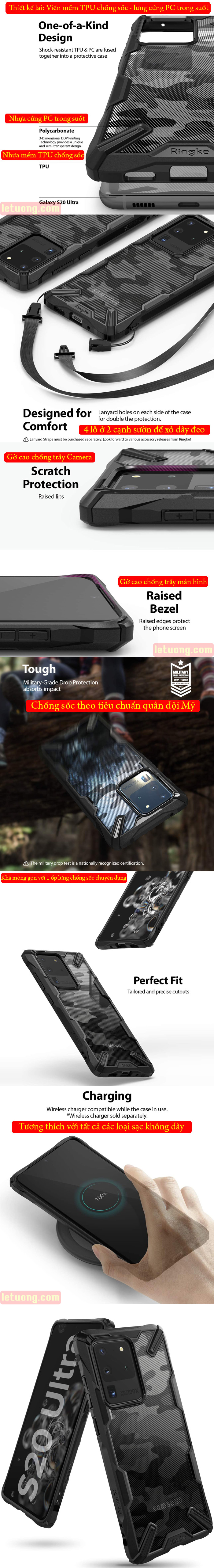Ốp lưng Galaxy S20 Ultra Ringke Fusion X Camo chống sốc quân đội ( từ USA ) 4