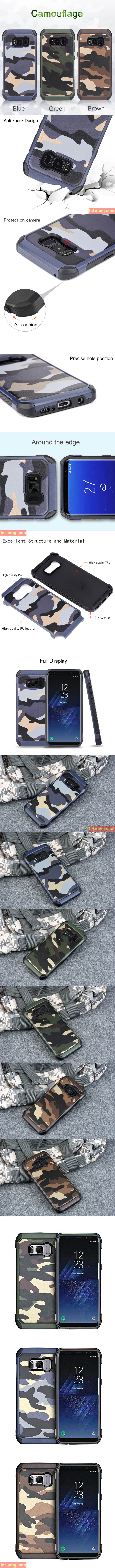 Ốp lưng Galaxy S8 NXcase Camouflage chống sốc + dán lưng Carbon 1