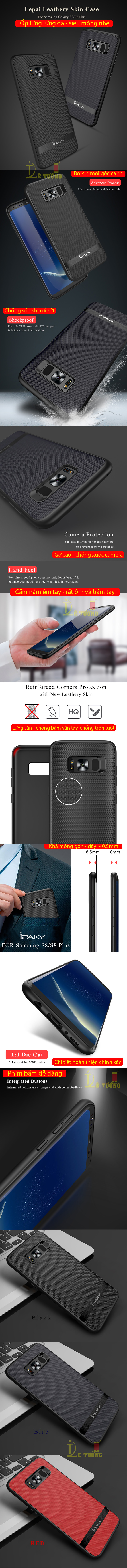 Ốp lưng Galaxy S8 Plus Ipaky Leather Skin Case chống vân tay 4