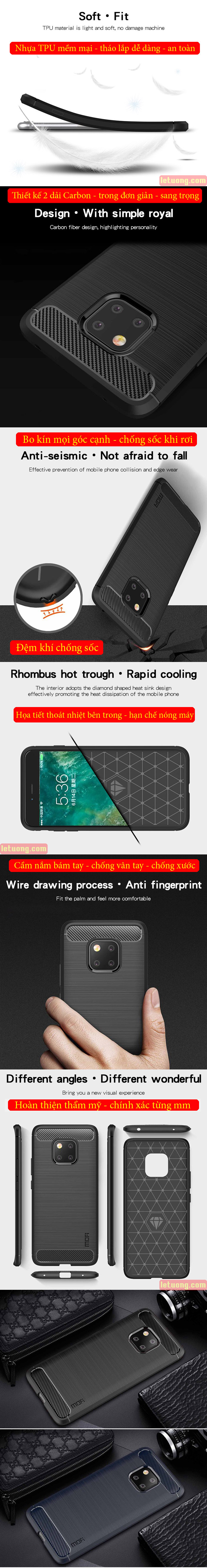 Ốp lưng Huawei Mate 20 Pro Mofi Shen Du Carbon nhựa mềm - chống vân tay 6