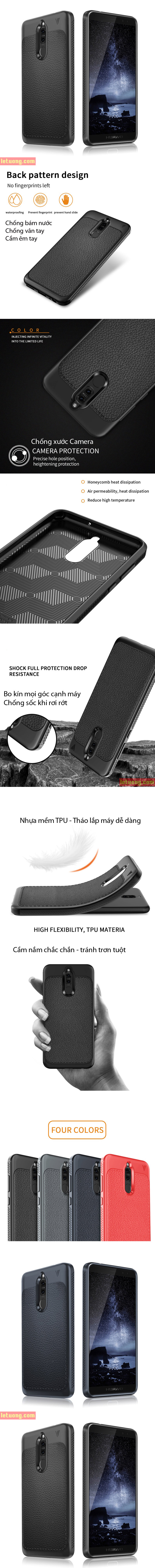 Ốp lưng Huawei Nova 2i LT Armor vân da chống vân tay, chống sốc 4