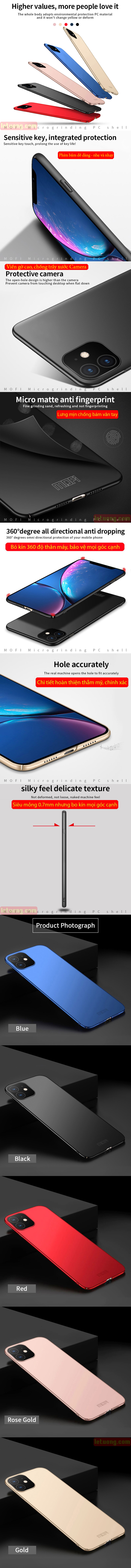 Ốp lưng iPhone 11 Mofi Fitted Case 360 siêu mỏng, lưng mịn 4