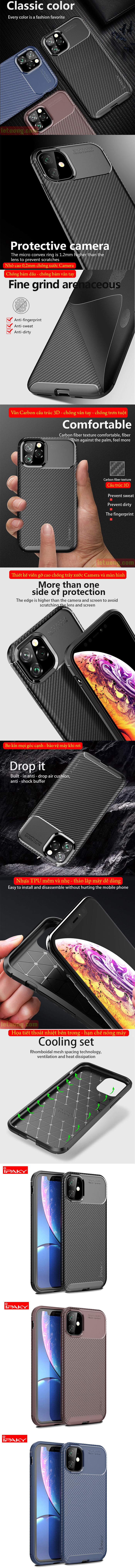 Ốp lưng iPhone 11 iPaky Carbon Fiber Case chống bám vân tay 6