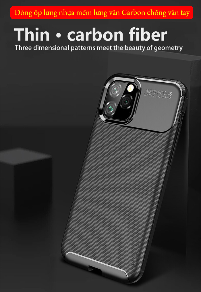 Ốp lưng iPhone 11 Pro iPaky Carbon Fiber Case chống bám vân tay 4