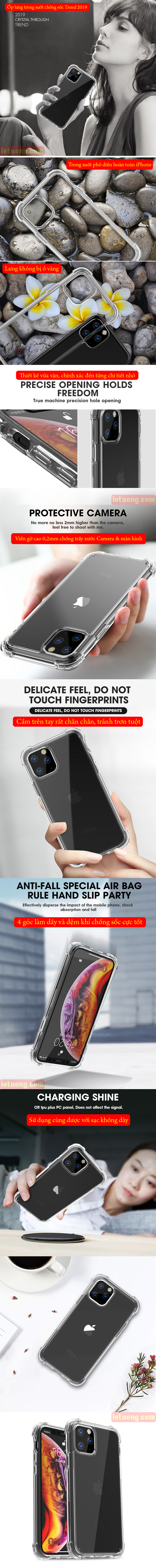 Ốp lưng iPhone 11 Pro iPaky Hybrid Crystal Through trong suốt chống sốc 2