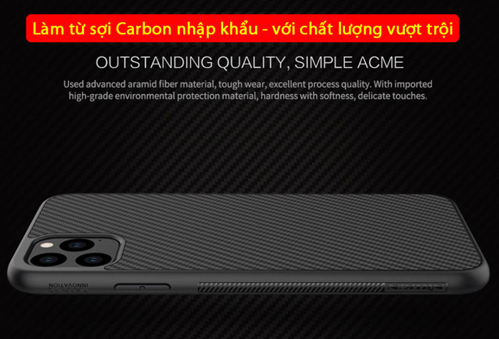 Ốp lưng iPhone 11 Pro Max Nillkin Fiber sợi Carbon siêu bền 2