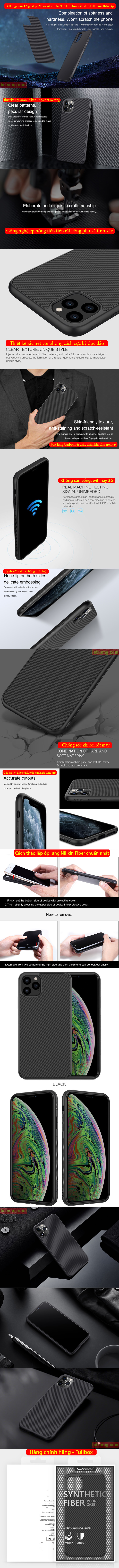 Ốp lưng iPhone 11 Pro Max Nillkin Fiber sợi Carbon siêu bền 6