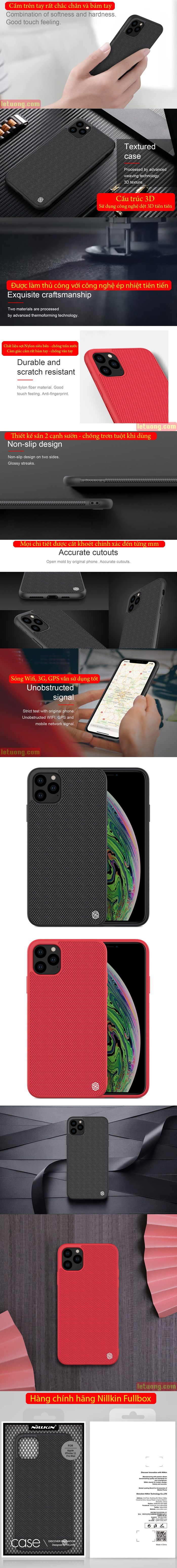 Ốp lưng iPhone 11 Pro Max Nillkin Texture 3D Case sợi Nylon siêu mỏng 6