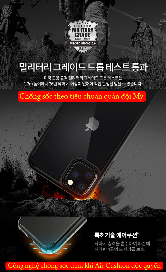 Ốp lưng iPhone 11 Pro Max Spigen Ultra Hybrid trong suốt ( hàng USA ) 2