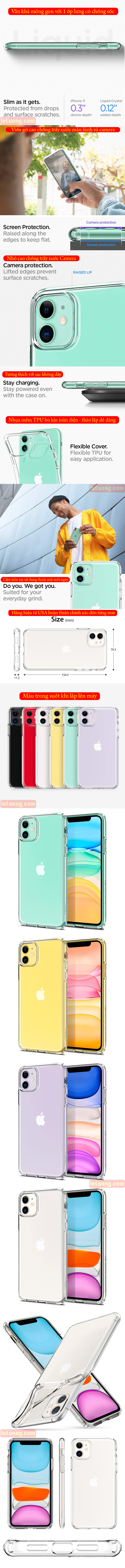 Ốp lưng iPhone 11 Spigen Liquid Crystal nhựa mềm trong suốt ( USA ) 4