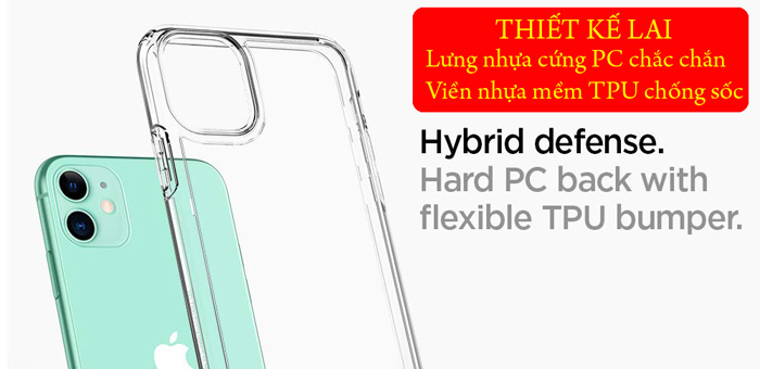 Ốp lưng iPhone 11 Spigen Ultra Hybrid trong suốt chống sốc ( hàng USA ) 2