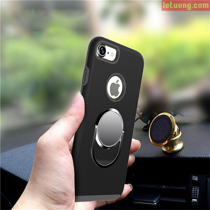 Ốp lưng Iphone 7 LT Armor xoay 360 + dán đế trên ô tô + kính cường lực 2