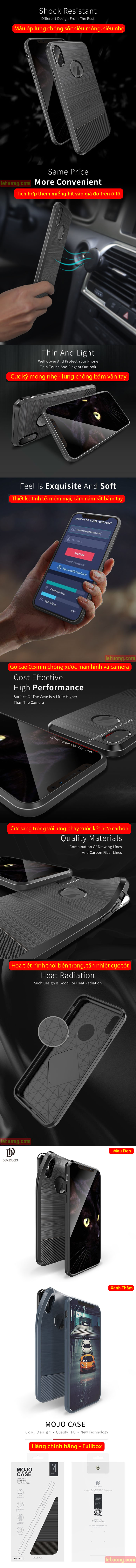 Ốp lưng iPhone X / Xs Dux Ducis Mojo Case nhựa mềm, chống sốc 6