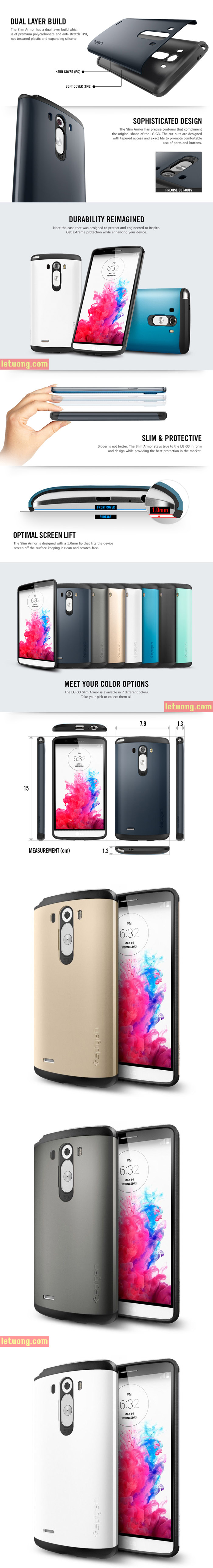 Ốp lưng LG G3 Slim Armor chống sốc đẹp nhất từ Spigen 2