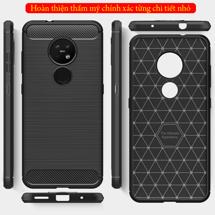 Ốp lưng Nokia 7.2 Viseaon Carbon Fiber nhựa mềm - chống vân tay 5