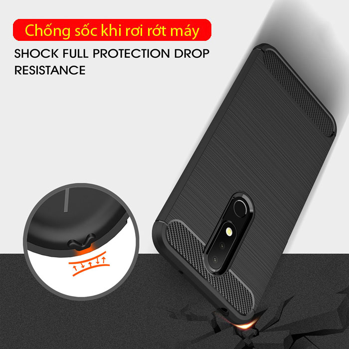 Ốp lưng Nokia X6 Viseaon Carbon Fiber nhựa mềm - chống sốc 3