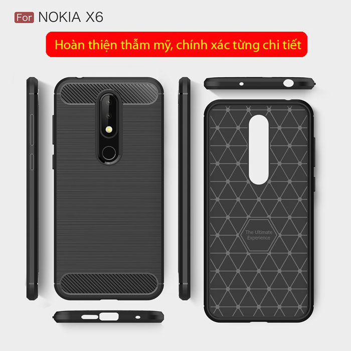 Ốp lưng Nokia X6 Viseaon Carbon Fiber nhựa mềm - chống sốc 4
