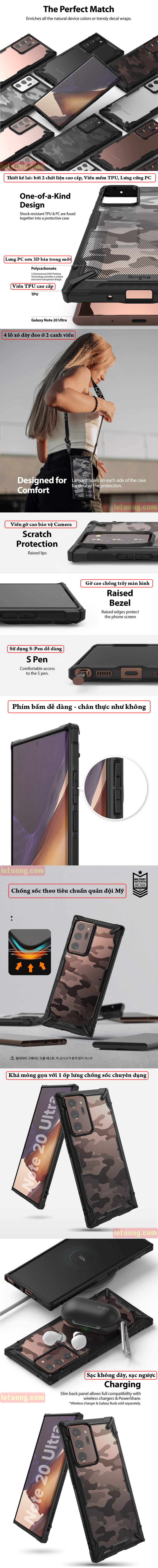 Ốp lưng Samsung Note 20 Ultra / 5G Ringke Fusion X Camo ( từ USA ) 4