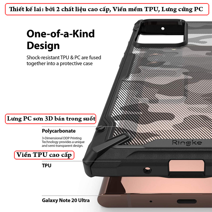 Ốp lưng Samsung Note 20 Ultra / 5G Ringke Fusion X Camo ( từ USA ) 1