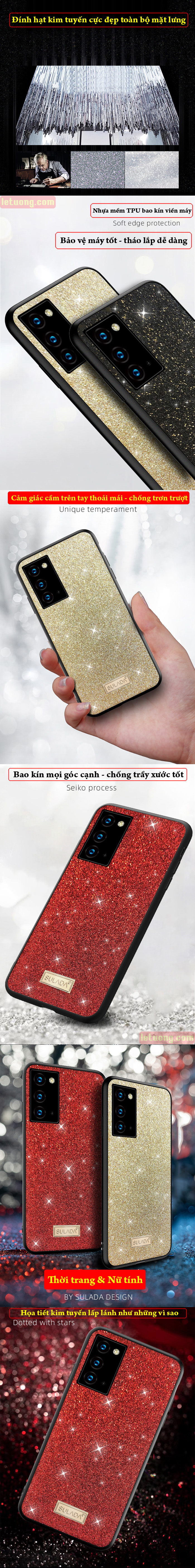 Ốp lưng Note 20 Ultra / 5G Sulada Dazzling Glitter kim tuyến 7