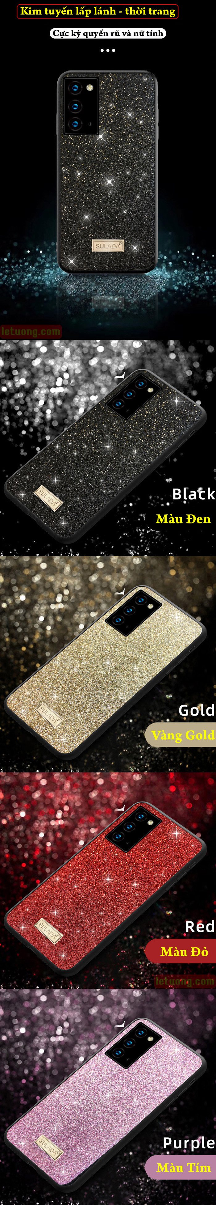 Ốp lưng Note 20 Ultra / 5G Sulada Dazzling Glitter kim tuyến 8