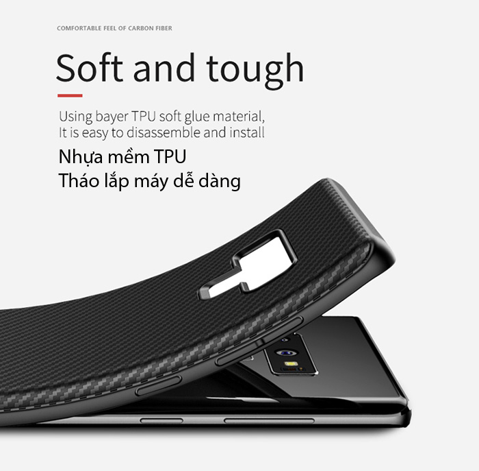 Ốp lưng Galaxy Note 9 Ipaky Carbon Fiber chống vân tay 2