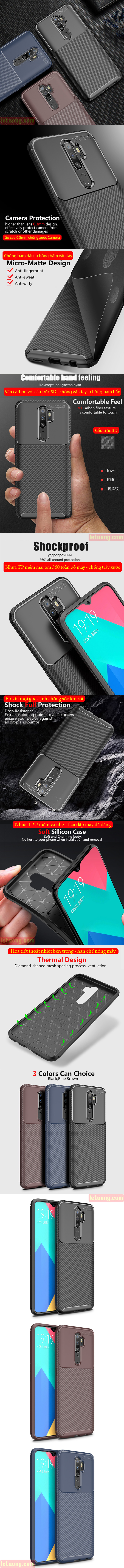 Ốp lưng Oppo A9 2020 LT Carbon Fiber Case chống bám vân tay 6