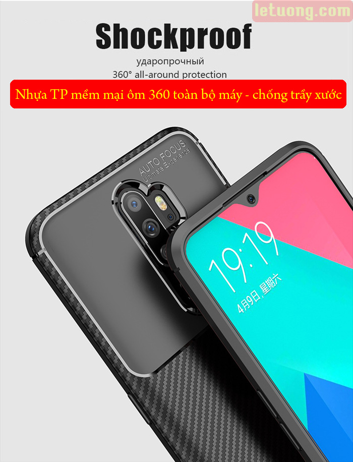 Ốp lưng Oppo A9 2020 LT Carbon Fiber Case chống bám vân tay 3