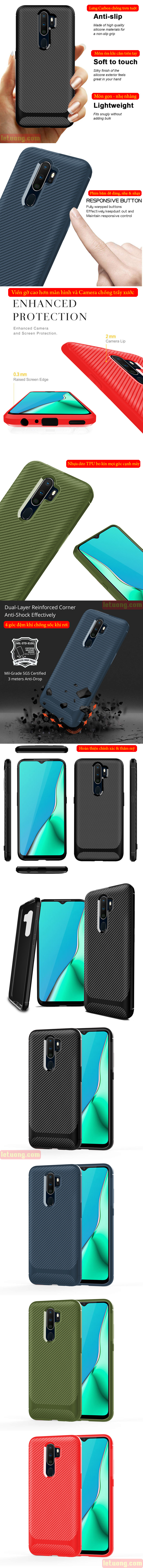 Ốp lưng Oppo A9 2020 LT Neo Carbon nhựa mềm - chống trơn tuột 4