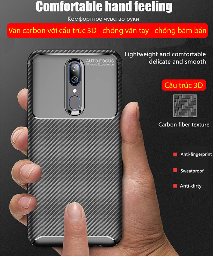 Ốp lưng Oppo F11 LT Carbon Fiber Case chống bám vân tay 1