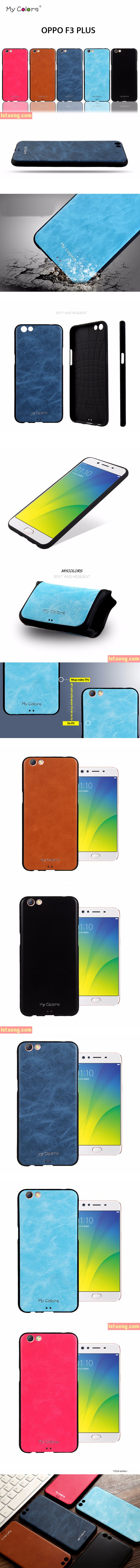 Ốp lưng Oppo F3 Plus Mycolors Leather TPU lưng da sang trọng 4