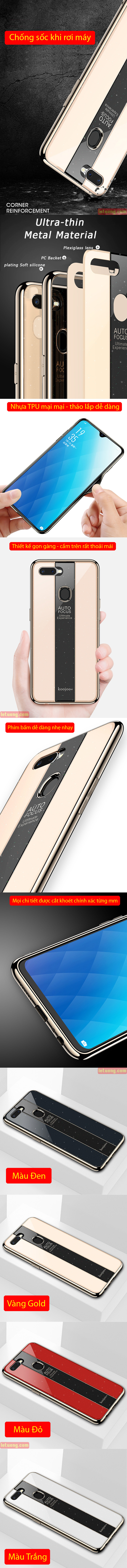 Ốp lưng Oppo F9 LT Koojoo Glass Plating lưng kính viền mạ Crom 3