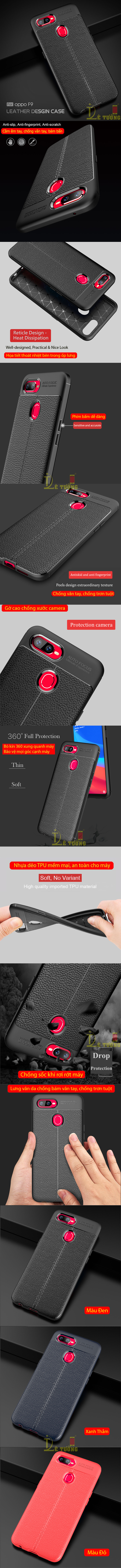 Ốp lưng Oppo F9 LT Leather Design Case vân da - sang trọng 5