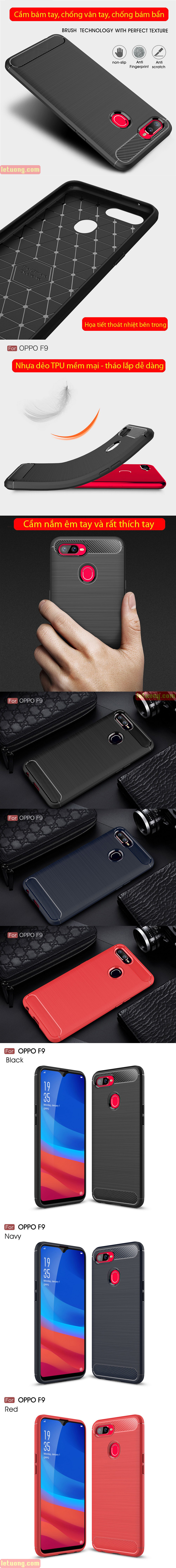 Ốp lưng Oppo F9 Viseaon Carbon Fiber nhựa mềm - chống vân tay 7