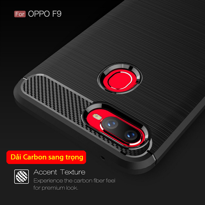 Ốp lưng Oppo F9 Viseaon Carbon Fiber nhựa mềm - chống vân tay 1